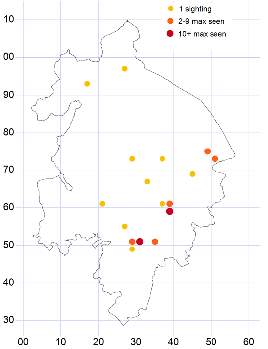 Distribution of the Dark Green Fritillary 2010-2014 inclusive